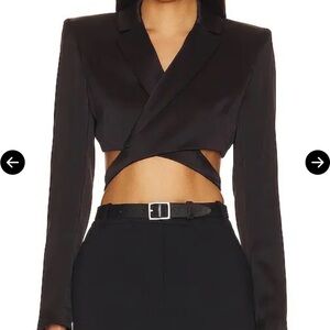BNWT Alice + Olivia Black Leone cropped Blazer XS